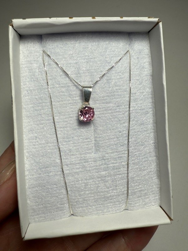 Producto - Conjunto cadena + dije piedra rosa - 2