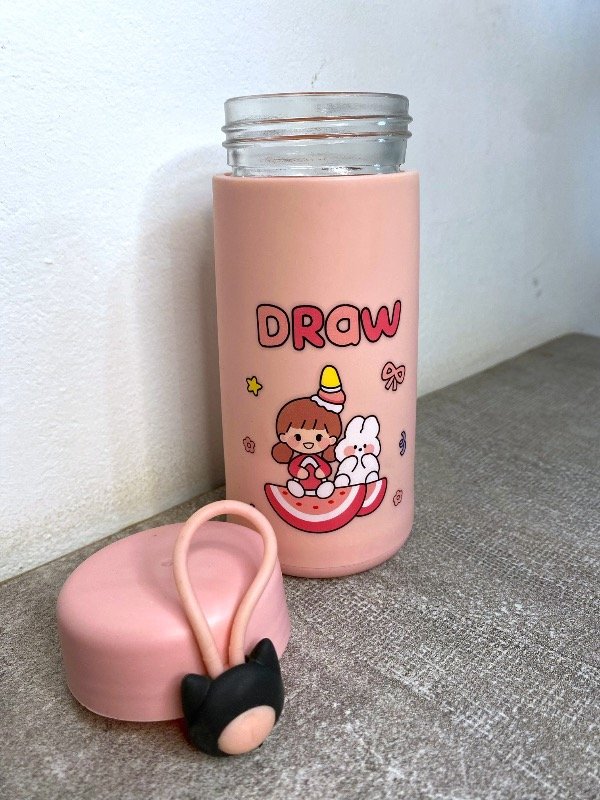 Producto - Botella de vidrio infantil -rosa