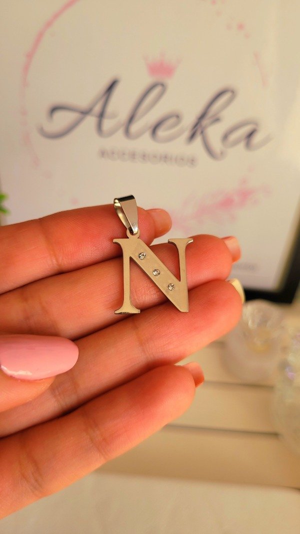 Producto - Dije letra N con strass de acero quirúrgico - 0