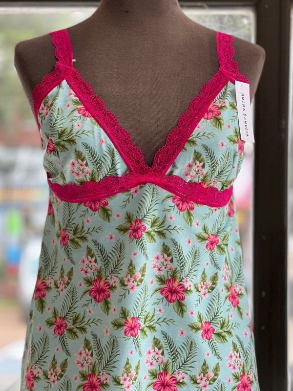 Producto - Camisón flores verde agua