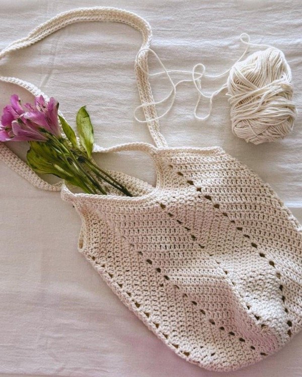 Producto - Cartera bandolera tejida a crochet / Blanca