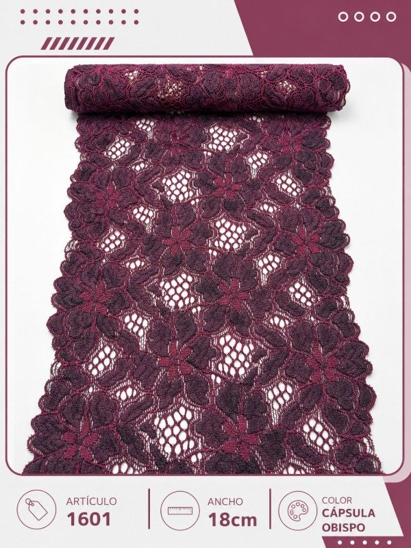 Producto - Art. 1601 puntilla elastizada cápsula obispo 18cm (por metro)