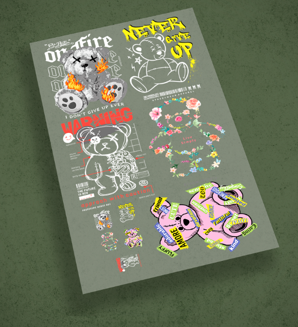 Producto - Pack de estampas Osos 9 - ESTAMPAS DTF TEXTIL