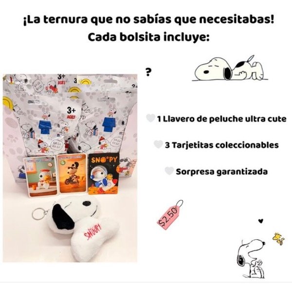 Producto - Llavero de Peluche Sorpresa Snoopy Con Cartas