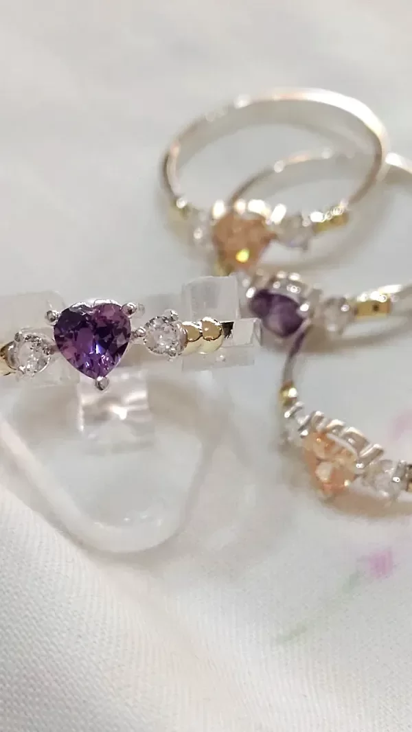 Producto - Anillo Plata y Oro cubic triangular y 2 laterales