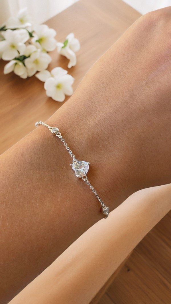 Producto - Pulsera regulable corazón cristal laminada en plata P290