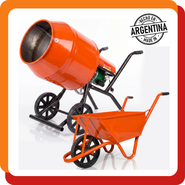 Producto - Trompo Hormigonera 3/4 HP 135 Lts + Carretilla 70 Lts