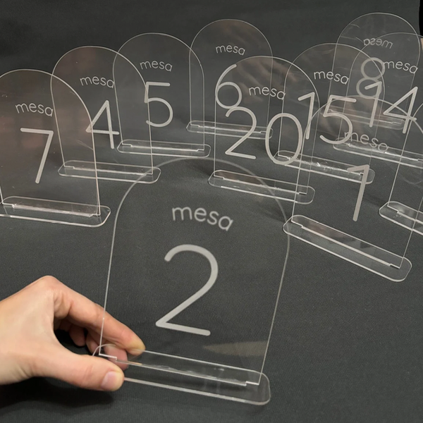 Producto - Identificador Mesa cristal x 10 unidades