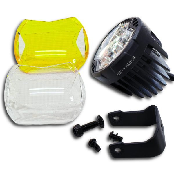 Producto - PAR DE FAROS SL-DAKAR 90 BLANCO CON APLIQUE AMBAR CHIP OSRAM PREMIUM - 1