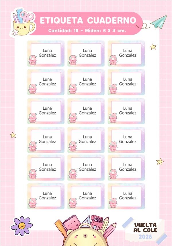 Producto - Etiqueta para Cuadernos