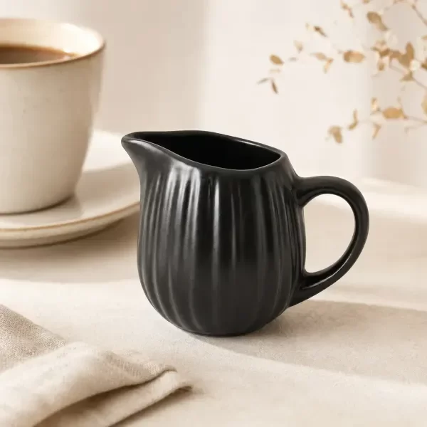 Producto - Lechera De Cerámica Vintage Salsera Cremera Lecherita 300ml Negro