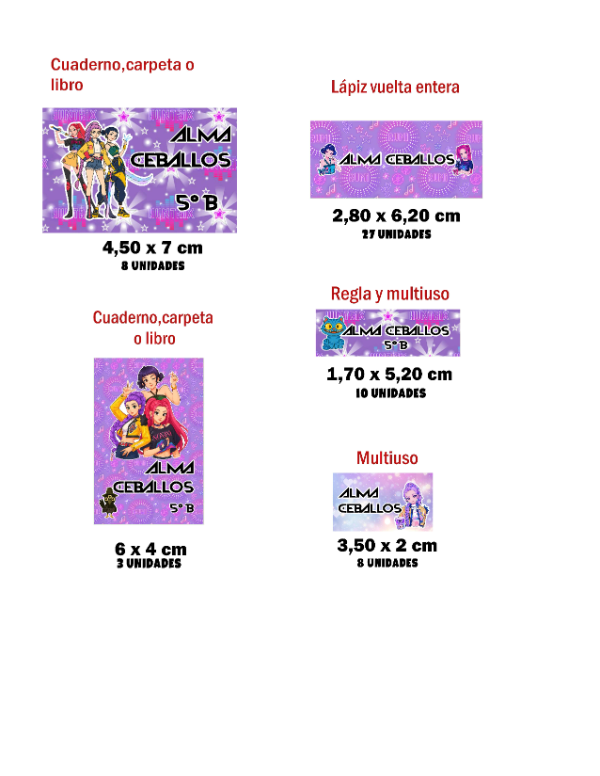 Producto - ETIQUETAS ESCOLARES