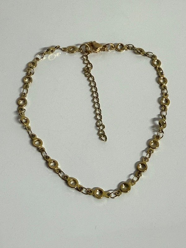 Producto - PD143 Pulsera círculos acero dorado 20 + 4 cm