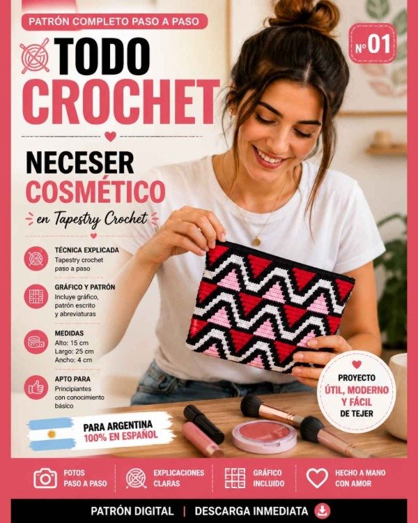 Producto - TODO CROCHET -NECESER COSMÉTICO