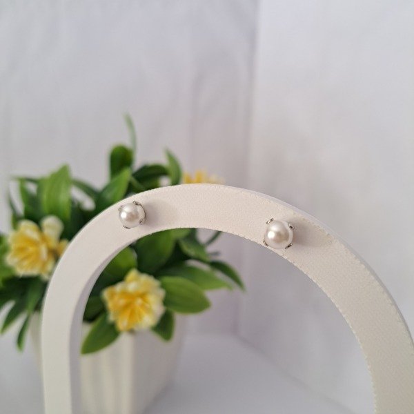 Producto - Aros Pasante Perla Engarzada Acero Quirúrgico