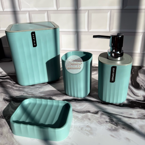 Producto - Set De Baño X4 Piezas Cuadrado De Plastico Premium Moderno