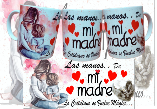 Producto - TAZA CERAMICA - LAS MANOS DE MAMA-DISEÑO SUBLIMADO