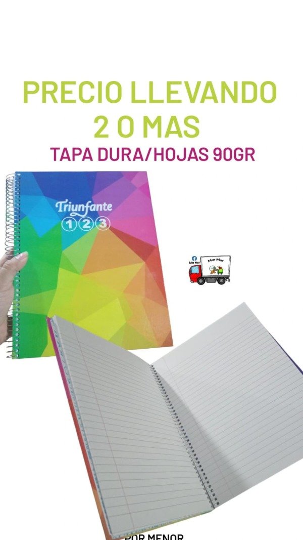 Producto - Cuaderno triunfante A4 tapa dura x100 hojas (cantidad)