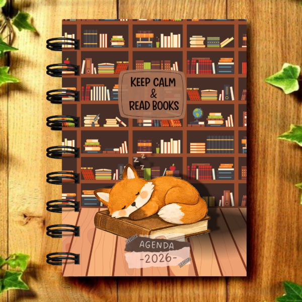 Producto - Agenda Pocket a6 - 2026 Diaria Perpetua - Ilustrada - "Zorrito Lector Dormido"