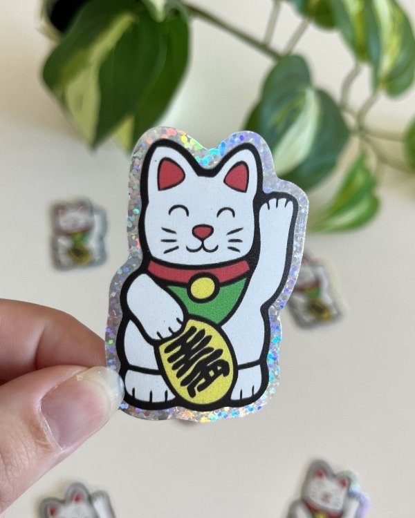 Producto - Sticker Glitter UV - Gato de la Suerte