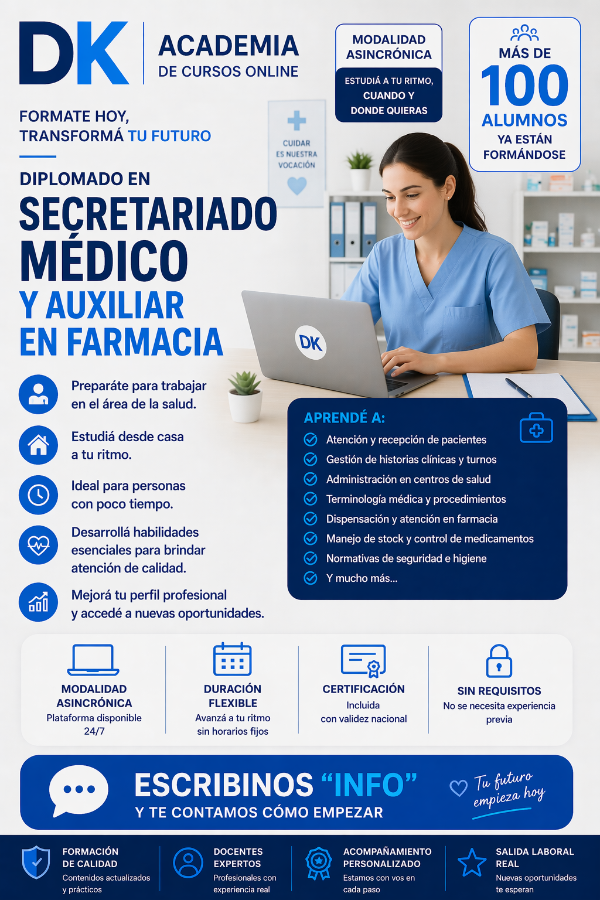 Producto - DIPLOMADO EN SECRETARIADO MEDICO Y AUXILIAR EN FARMACIA ASINCRÓNICO