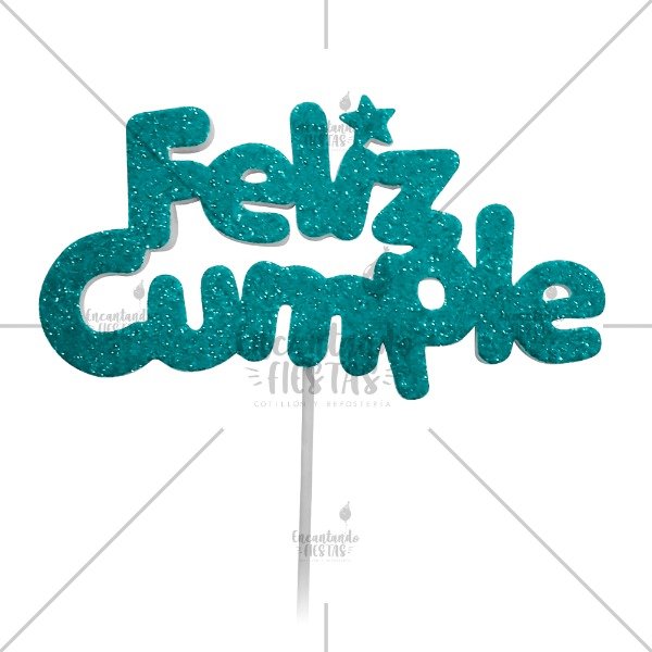 Producto - Cake Topper Feliz Cumple Turquesa Goma Eva