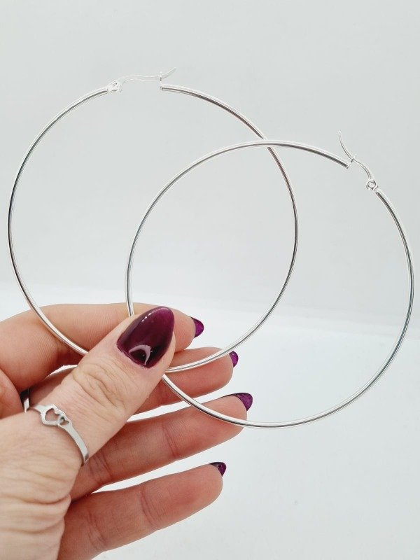Producto - Aros acero blanco argollita 80mm