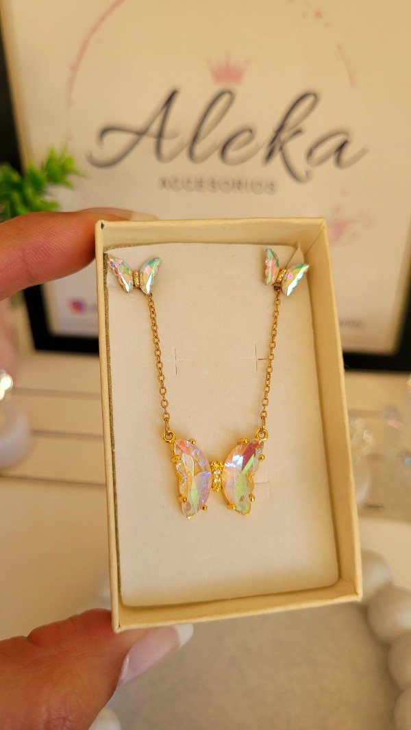Producto - Conjunto Mariposa tornasol de acero dorado - 3