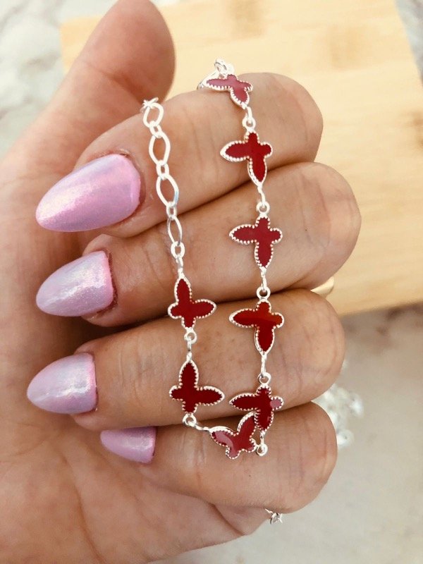 Producto - Tobillera Butterfly Roja Plata 900