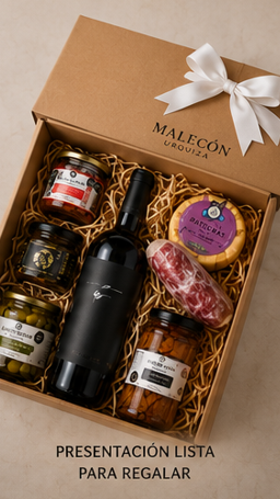Producto - Box Regalo Vino Alma Negra 750ml Picada Gourmet