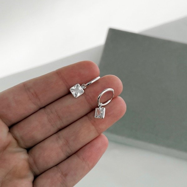 Producto - Argollitas dije cuadrado (plata)