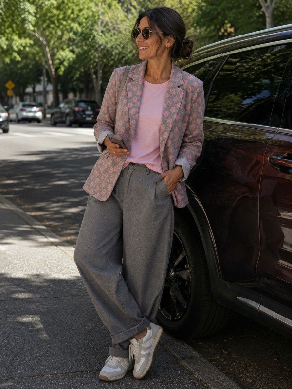 Producto - blazer con lunares  rosas/celestes - 4