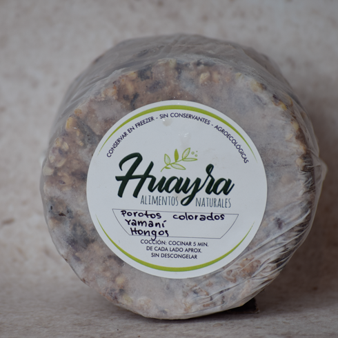 Producto - Hamburguesas de Poroto colorado, yamani y hongos de pino - 4 u - Huayra