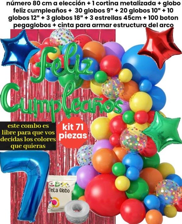 Producto - Kit 71 piezas globos multicolor