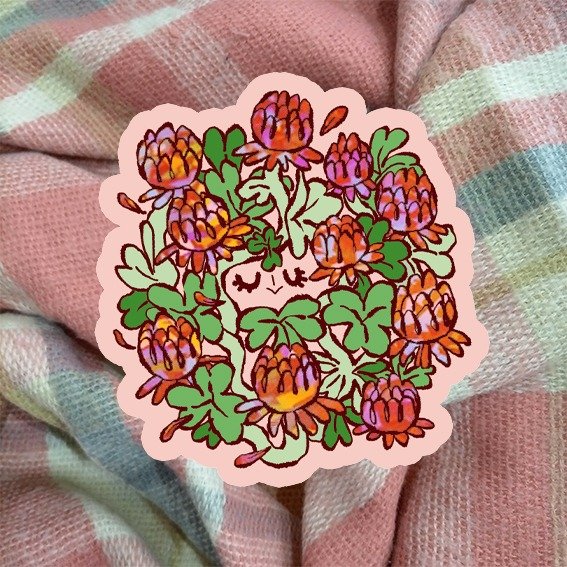 Producto - sticker vinilo holografico "campo de rosas"