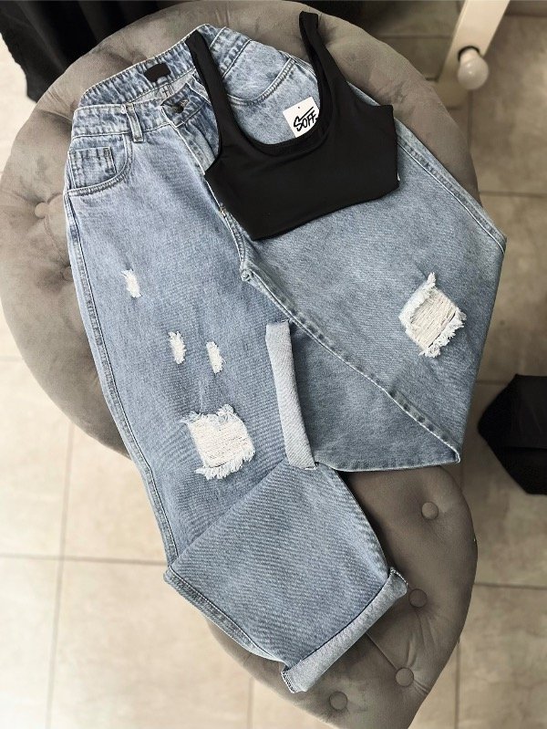 Producto - BAGGY DESTROY celeste