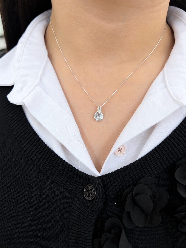 Producto - Conjunto cadena con dije rívoli plateado plata 925