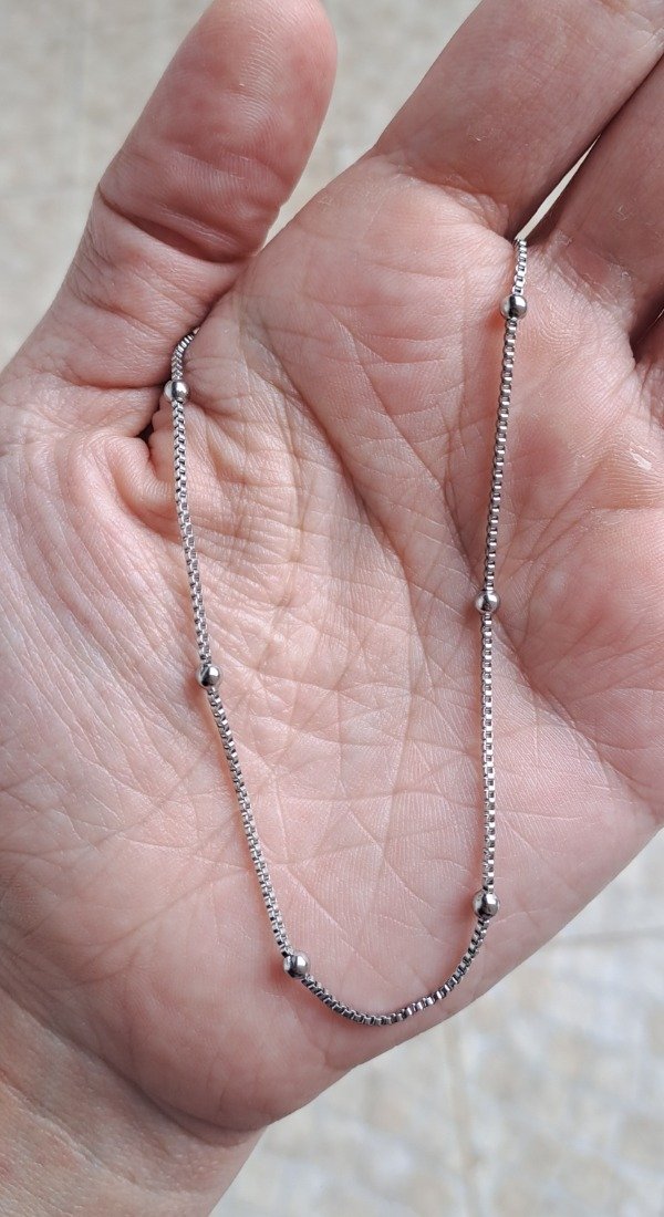 Producto - Cadena de Acero Veneciana 50cm con Bolitas
