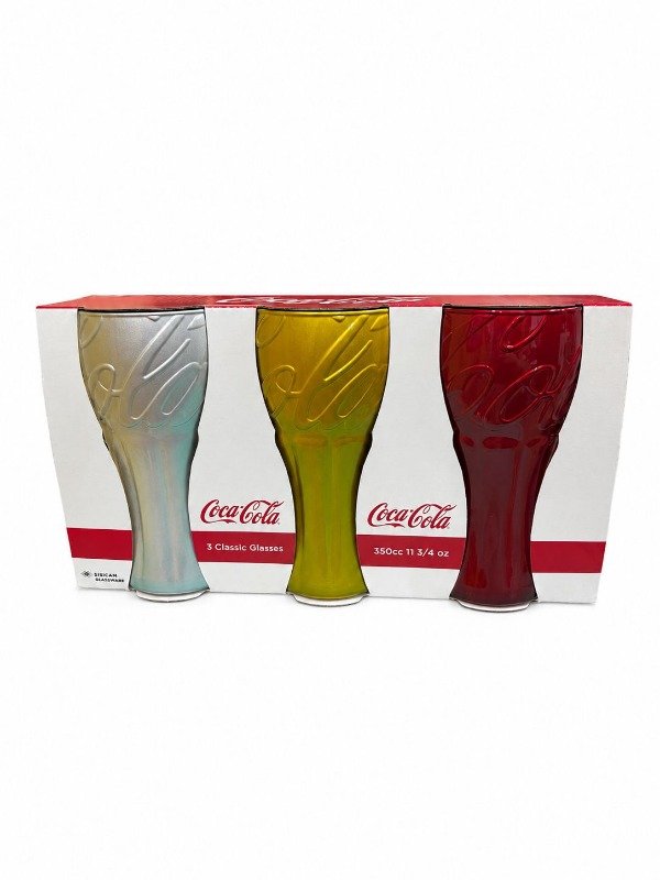 Producto - Set Vasos Coca-Cola Vidrio Metalizados x3