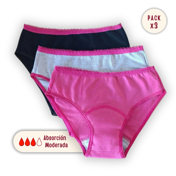 Producto - Pack x3 Bombachas Menstruales para Niñas/Adolescentes