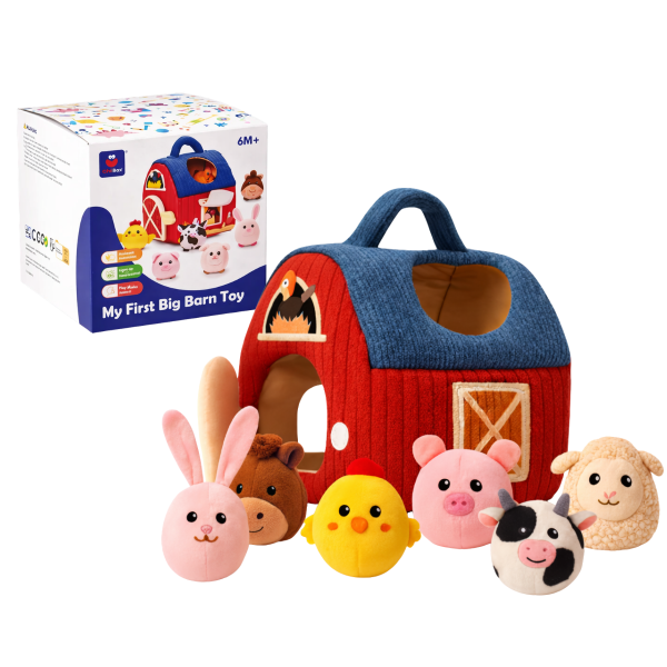 Producto - X0010 GRANJA DE PELUCHE CON 6 ANIMALES