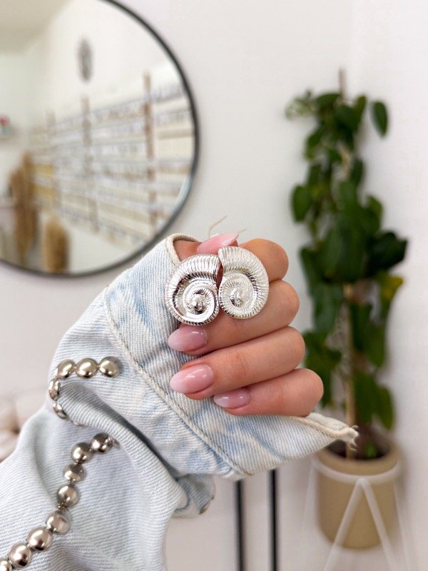 Producto - Aritos acero blanco caracol grande