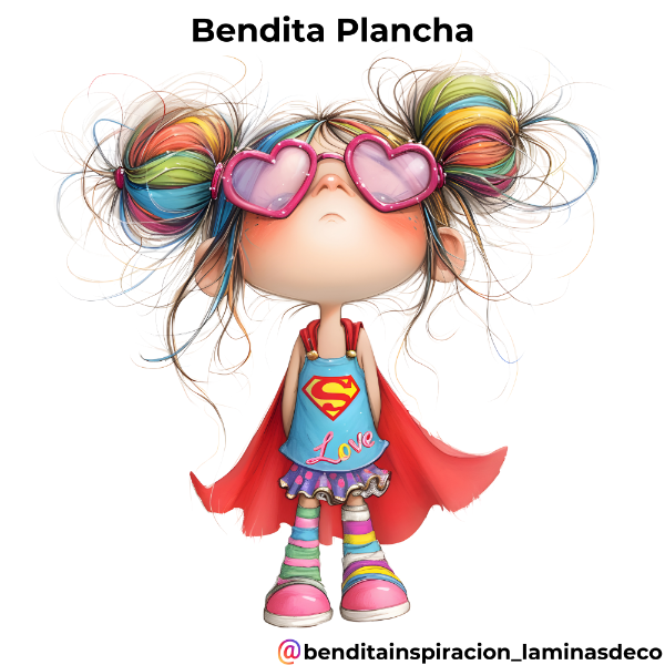 Producto - Bendita Plancha Nena Super Héroe 2 30x30 cm