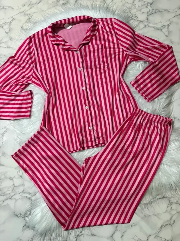 Producto - Camisero Rayas fucsia adultos manga larga - 0