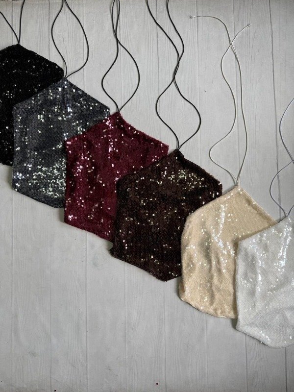 Producto - [5558] Top cordon chocker regulable lentejuelas ''Ibiza''