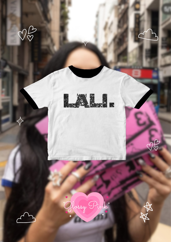 Baby Tee Lali Glitter negro