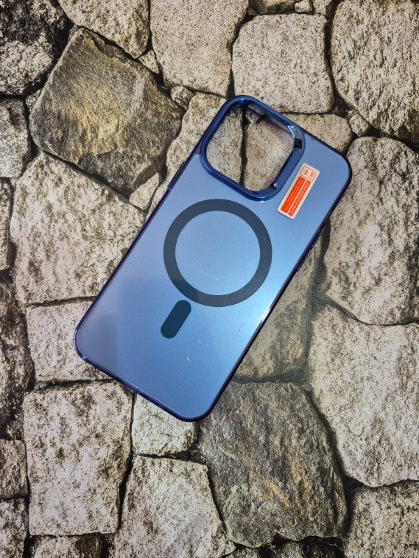 Producto - Funda rigida magsafe metalizada Iphone 15 Pro Max azul