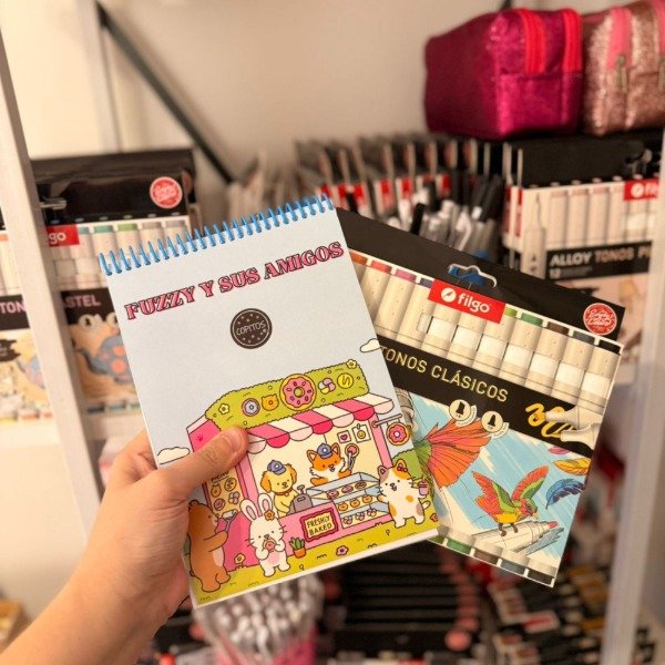 Producto - Kit libro para pintar Fuzzy y sus amigos + marcadores filgo Alloy