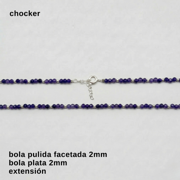Producto - CHO #FP - Chocker bola pulida facetada triple cristal 2mm (DÓLAR)