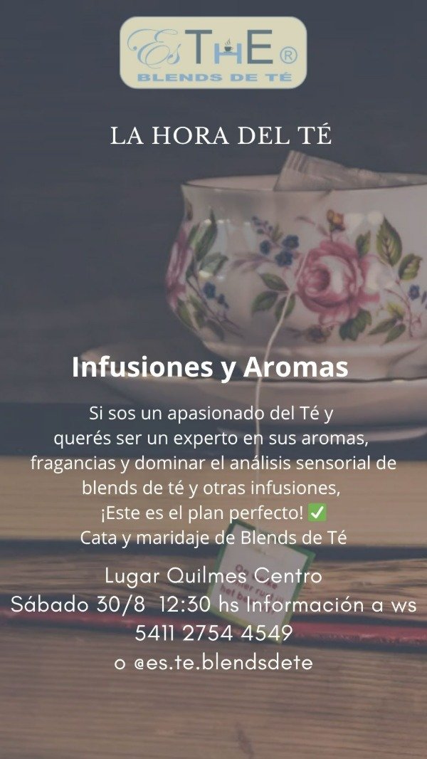 Producto - CLASE DE TÉ Y SU MARIDAJE -  30 de Agosto 2025 - Lugar Quilmes Centro